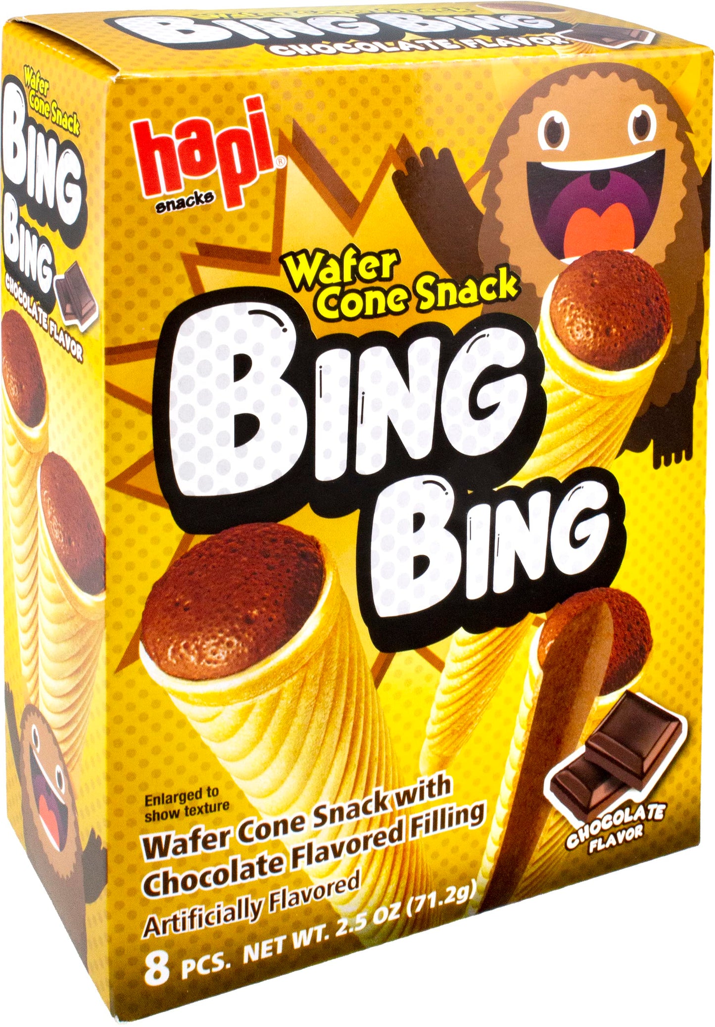 Hapi Bing Bing Cone Snack - Crispy Wafer Cones with Strawberry Cream Filling (2.5 oz)