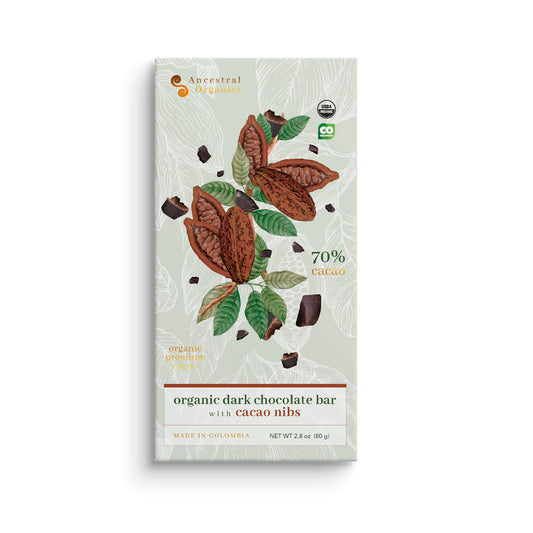 Organic Dark Chocolate Bar with Cacao Nibs