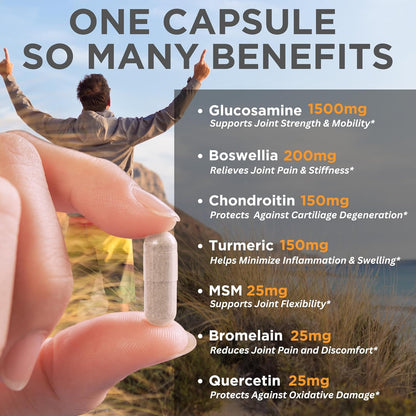 Joint Support Supplement for Mobility & Comfort – Glucosamine, Turmeric & Boswellia for Knees, Hips & Joints
