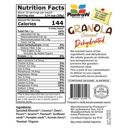 Granola - Coconut (Grain-free, gluten-free with neither added sugar nor sweeteners)