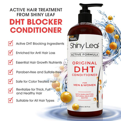 DHT Blocker Hair Loss Conditioner 16oz Active Formula with Biotin by Shiny Leaf