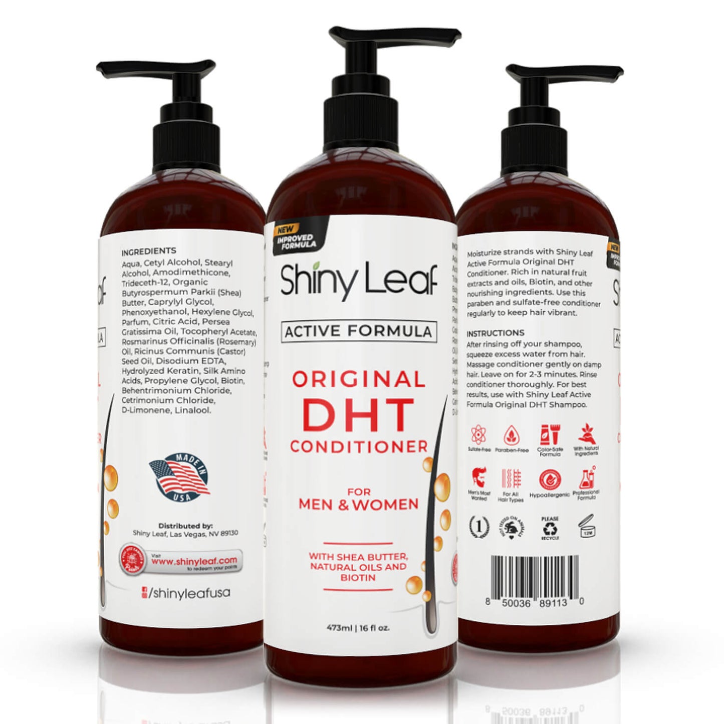 DHT Blocker Anti Hair Loss Shampoo and Conditioner set with Biotin (2 x 16 Oz)