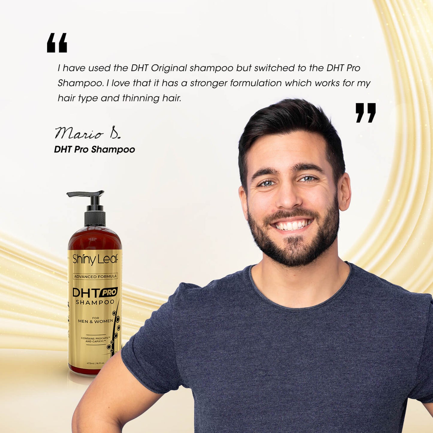 DHT Pro Shampoo with Procapil and Capixyl for Anti-Hair Loss 16 oz Shiny Leaf