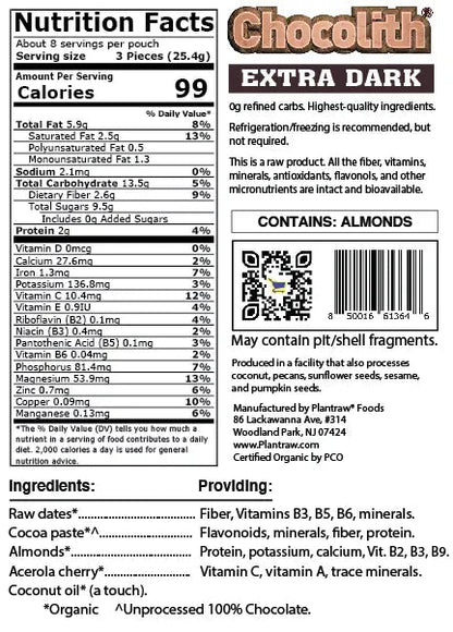 Chocolith® - Extra-Dark Almonds (7.2 oz) - Vegan, Gluten-Free, Paleo, 0g refined carbs.