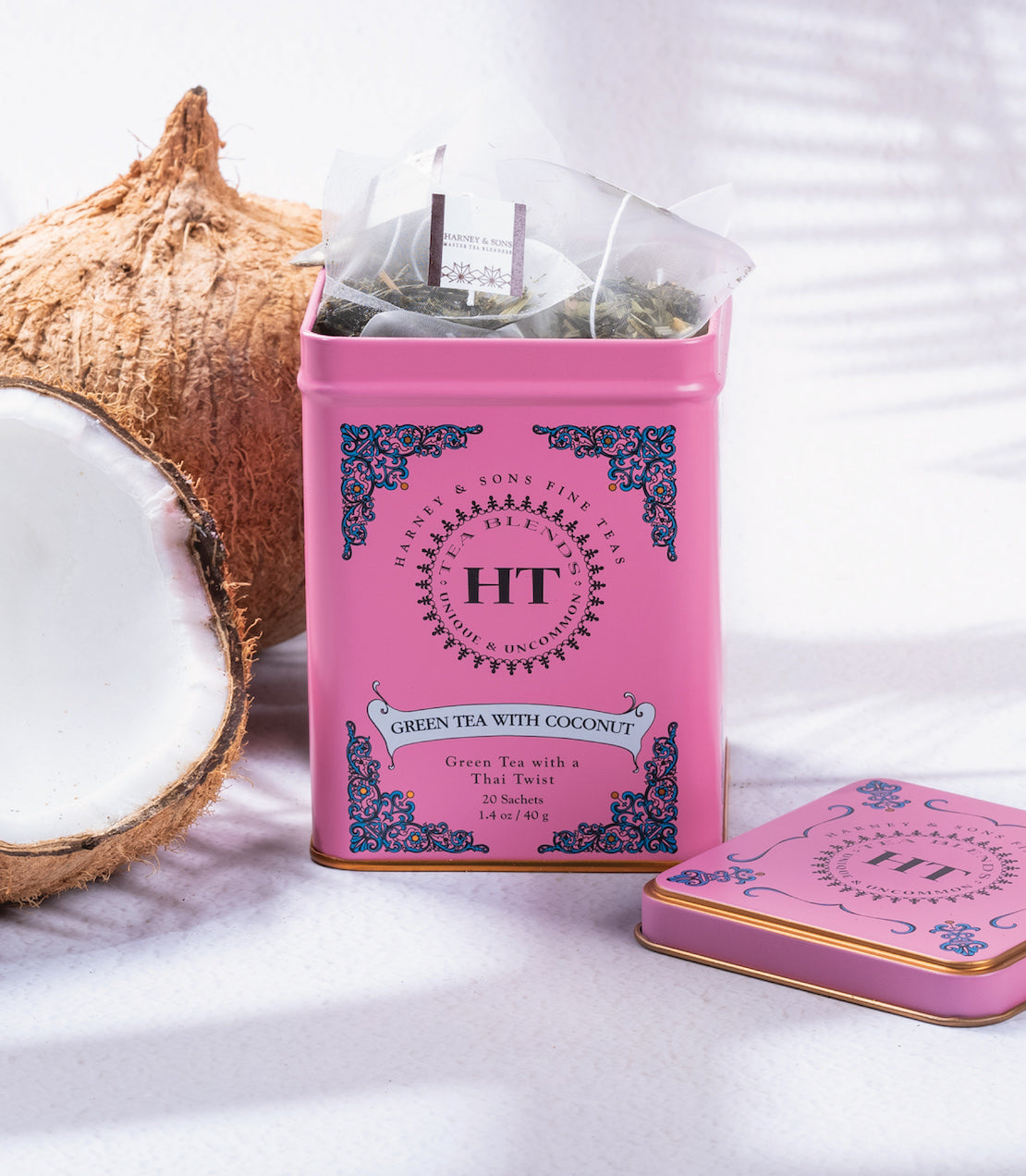 Organic Green Tea with Coconut, HT Tin of 20 Tea Sachets