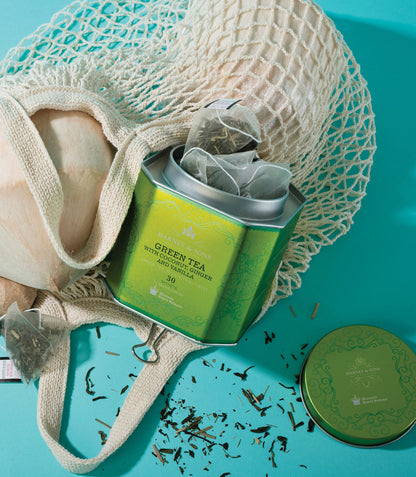Organic Green Tea with Coconut, Ginger and Vanilla, HRP Tin of 30 Sachets