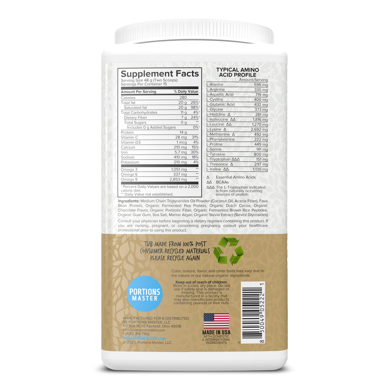 Portions Master Keto Body Protein Peptides Chocolate