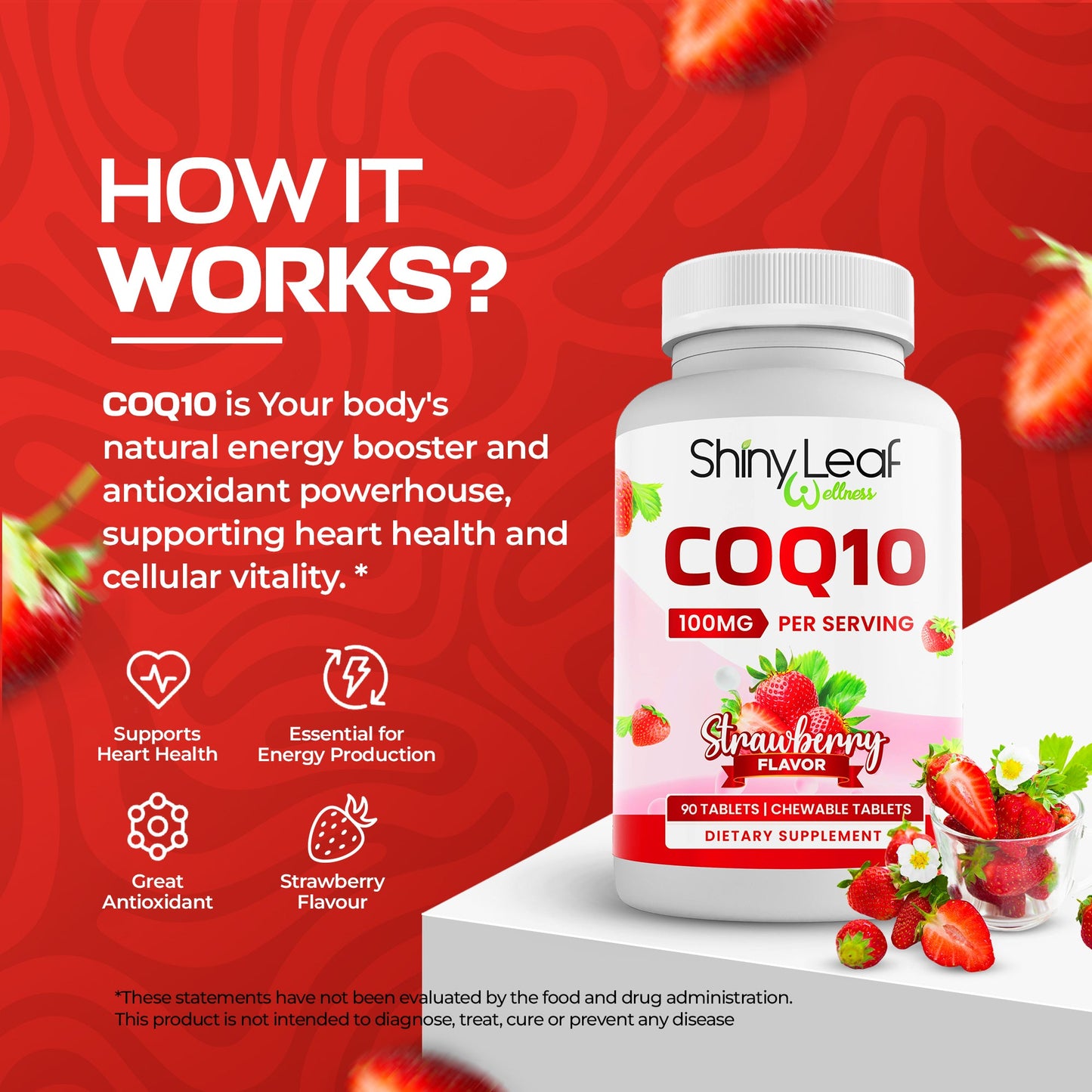 CoQ10 100mg Strawberry Chewable Tablets
