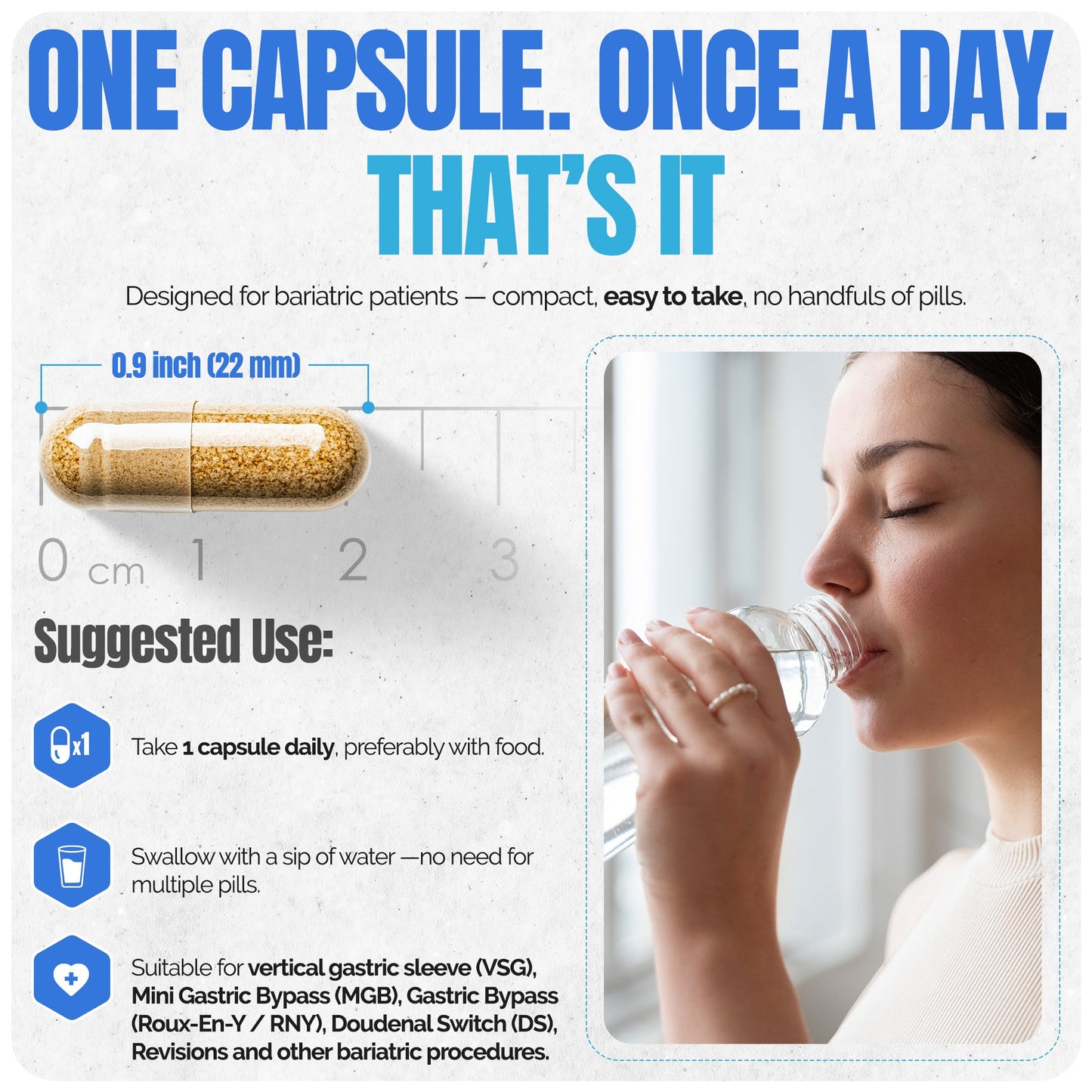 Methylated Bariatric Multivitamins with 45mg Iron 1 capsule a day