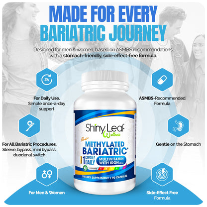 Methylated Bariatric Multivitamins with 45mg Iron 1 capsule a day