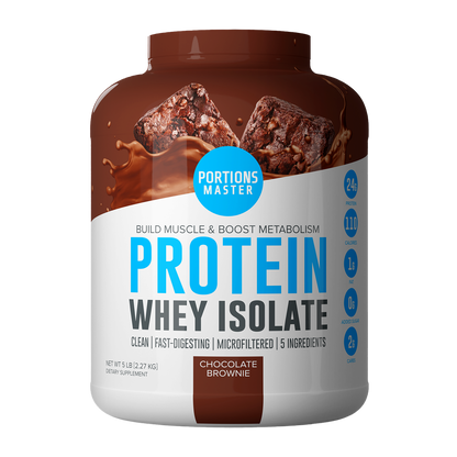 Portions Master Non-GMO Cross-Flow Microfiltration Whey Protein Isolate, Sweetened with Stevia | Chocolate Brownie