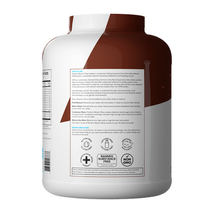 Portions Master Non-GMO Cross-Flow Microfiltration Whey Protein Isolate, Sweetened with Stevia | Chocolate Brownie