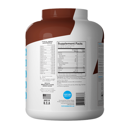 Portions Master Non-GMO Cross-Flow Microfiltration Whey Protein Isolate, Sweetened with Stevia | Chocolate Brownie