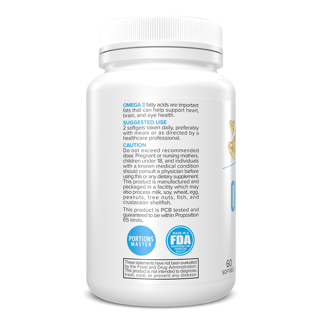 Portions Master Omega 3 Fish Oil EPA DHA (60 Count)