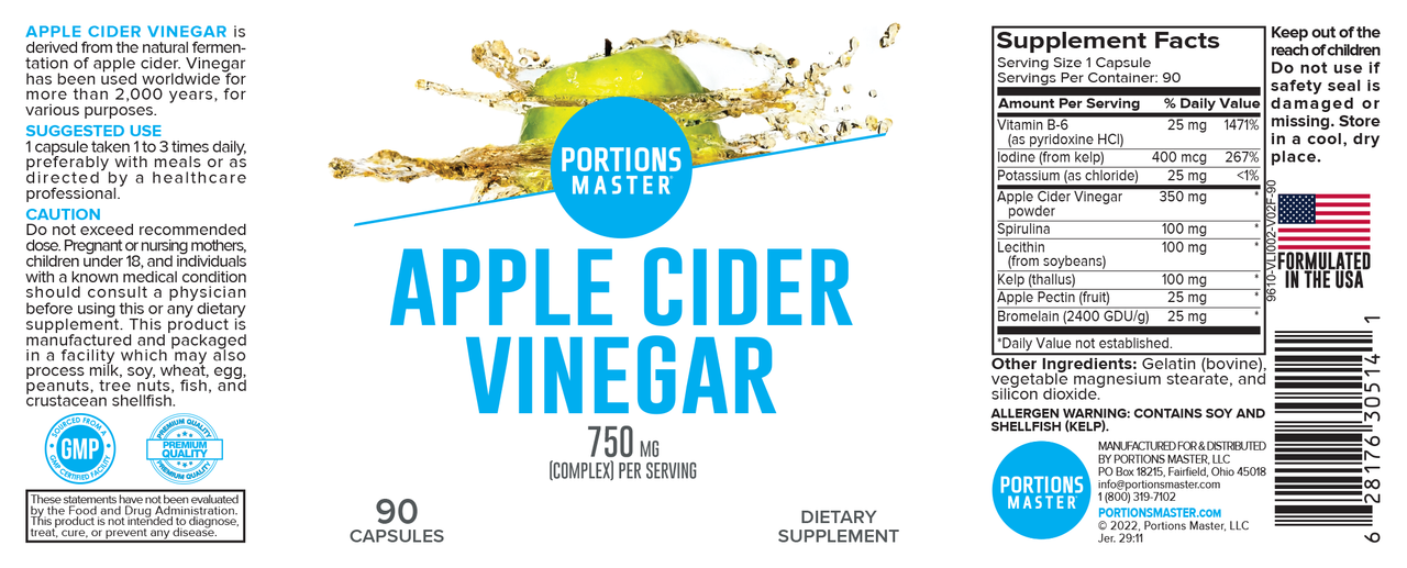 Portions Master Apple Cider Vinegar (90 Count)