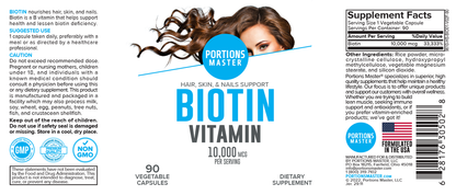 Portions Master Biotin Hair, Skin & Nails Support (90 Count)