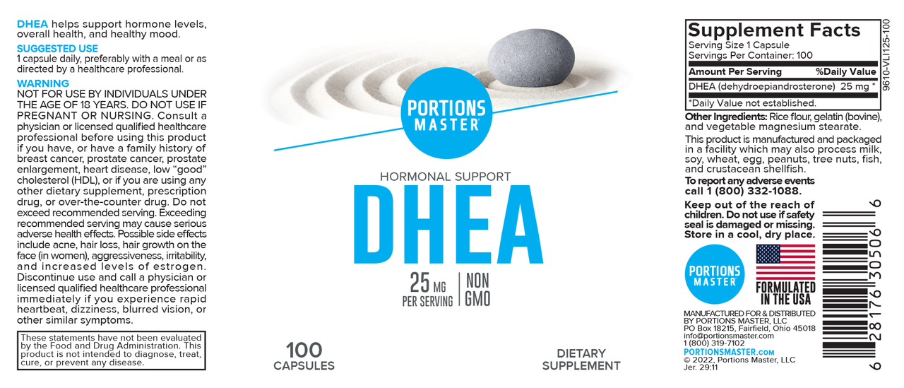 Portions Master DHEA Hormonal Support (100 Count)