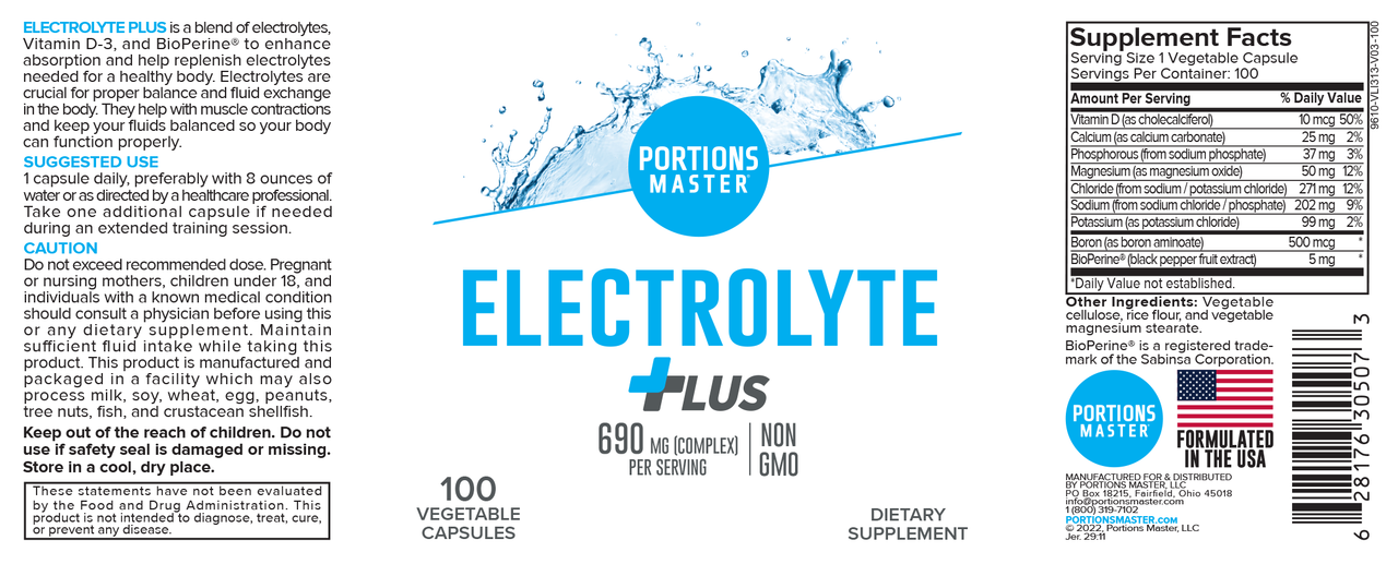 Portions Master Electrolyte Plus (100 Count)