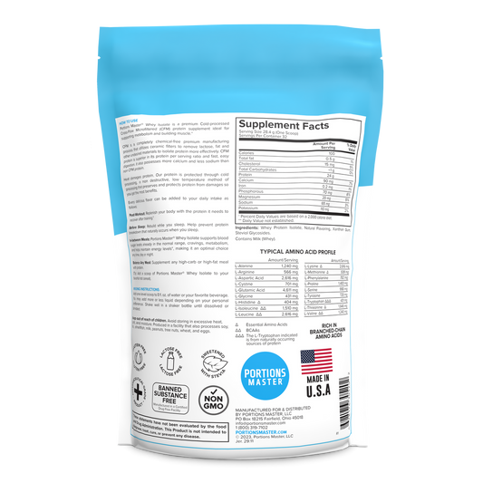 Portions Master Non-GMO Cross-Flow Microfiltration Whey Protein Isolate, Sweetened with Stevia (2 lbs) | Birthday Cake