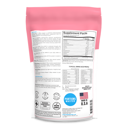 Portions Master Non-GMO Cross-Flow Microfiltration Whey Protein Isolate, Sweetened with Stevia (2 lbs) | Strawberries And Cream