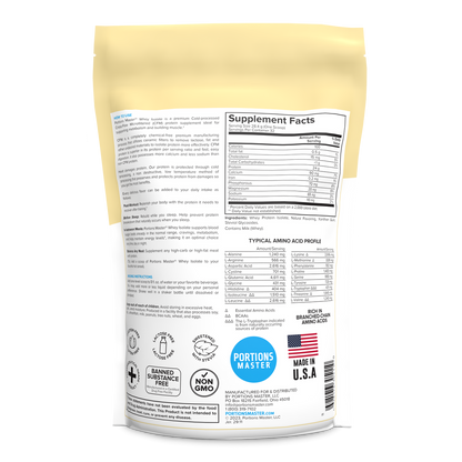 Portions Master Non-GMO Cross-Flow Microfiltration Whey Protein Isolate, Sweetened with Stevia | Vanilla Ice Cream