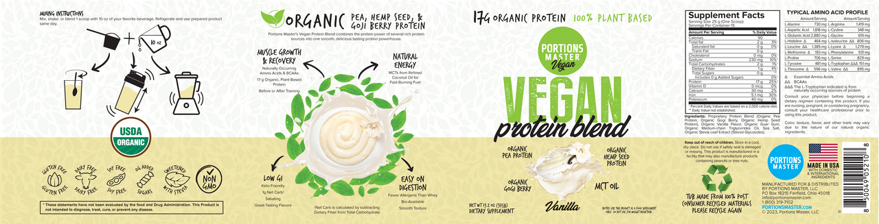 Portions Master Vegan Protein Blend Vanilla