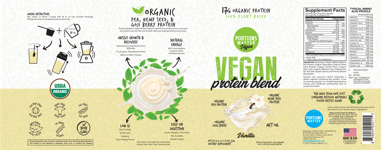 Portions Master Vegan Protein Blend Vanilla