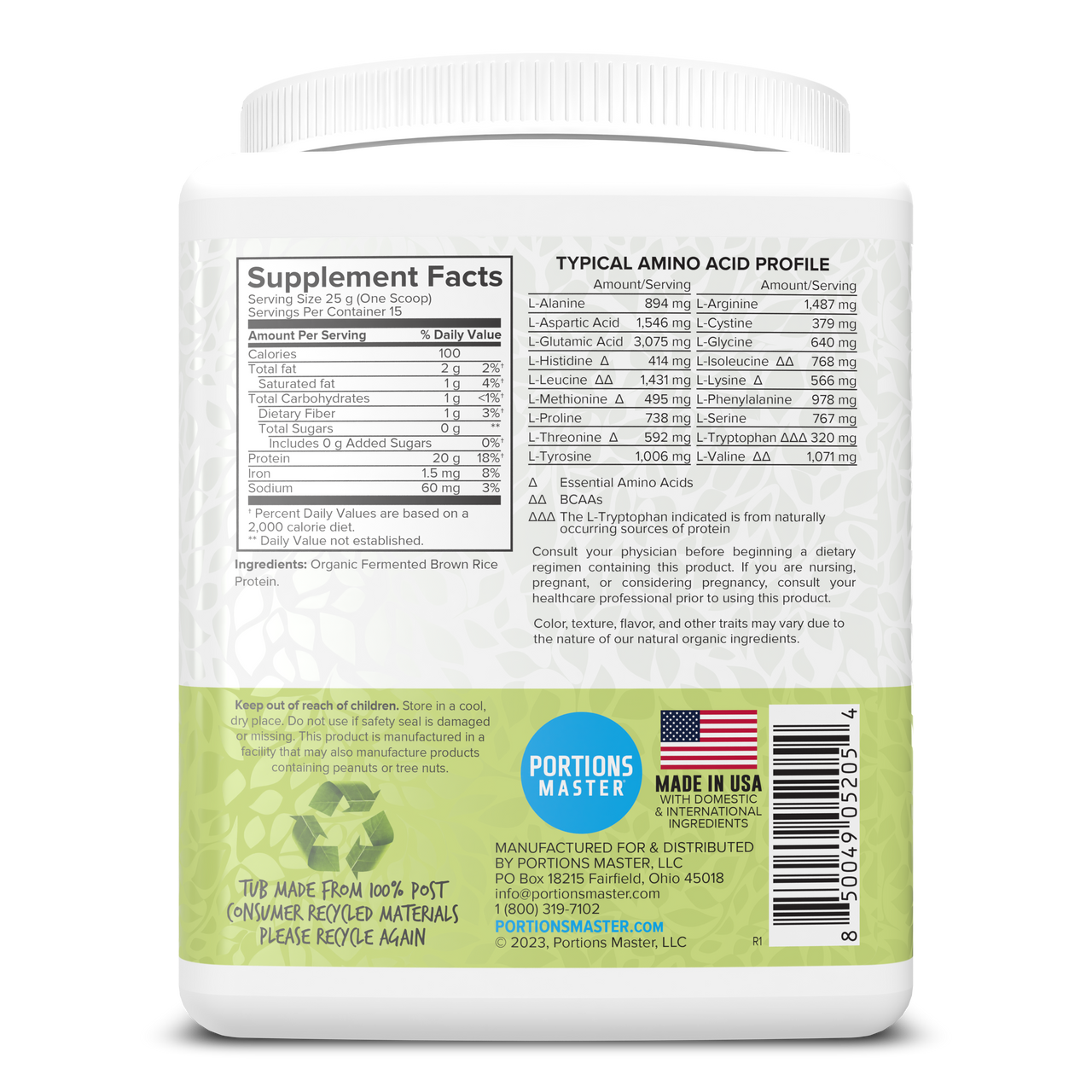 Portions Master Plant Protein Unflavored