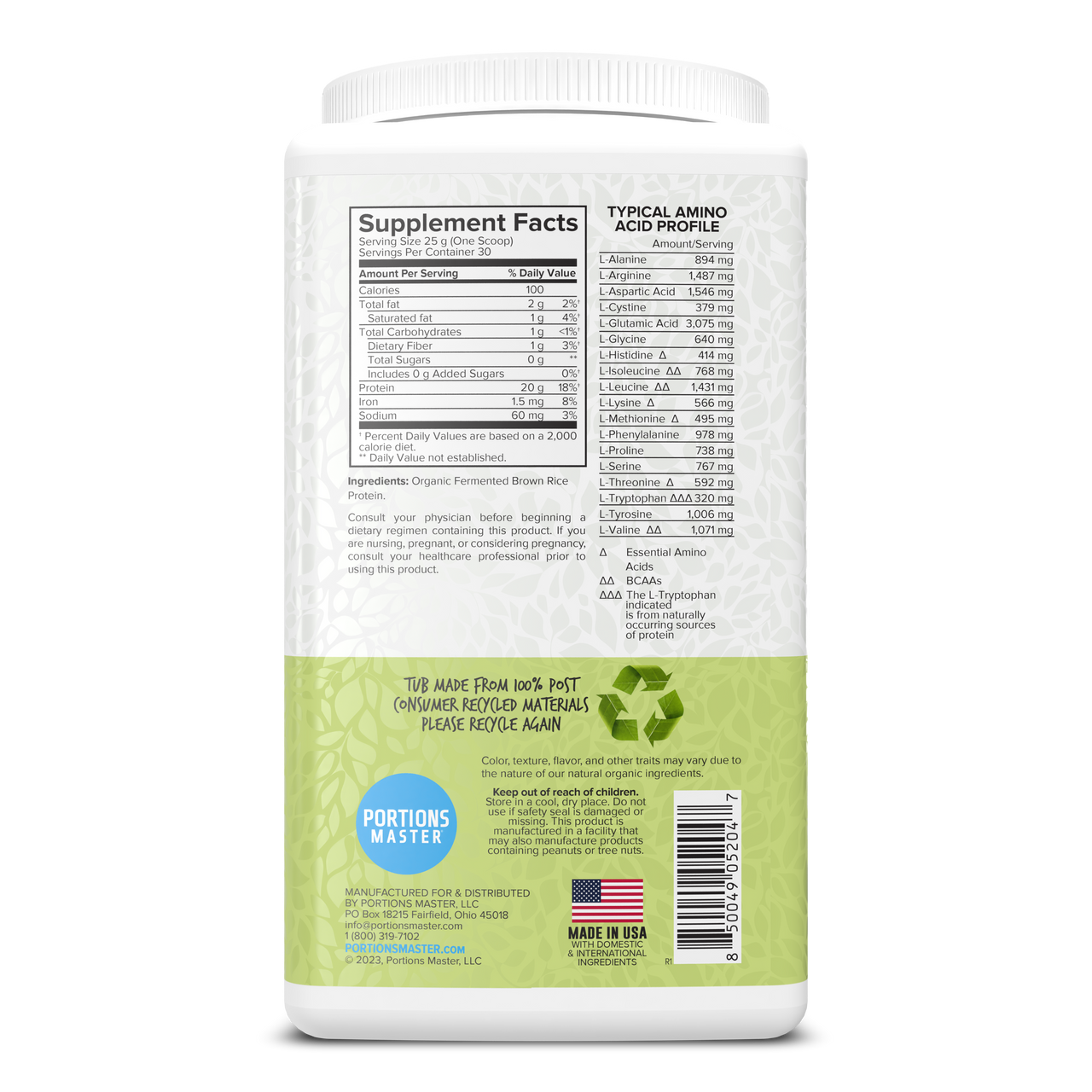 Portions Master Plant Protein Unflavored