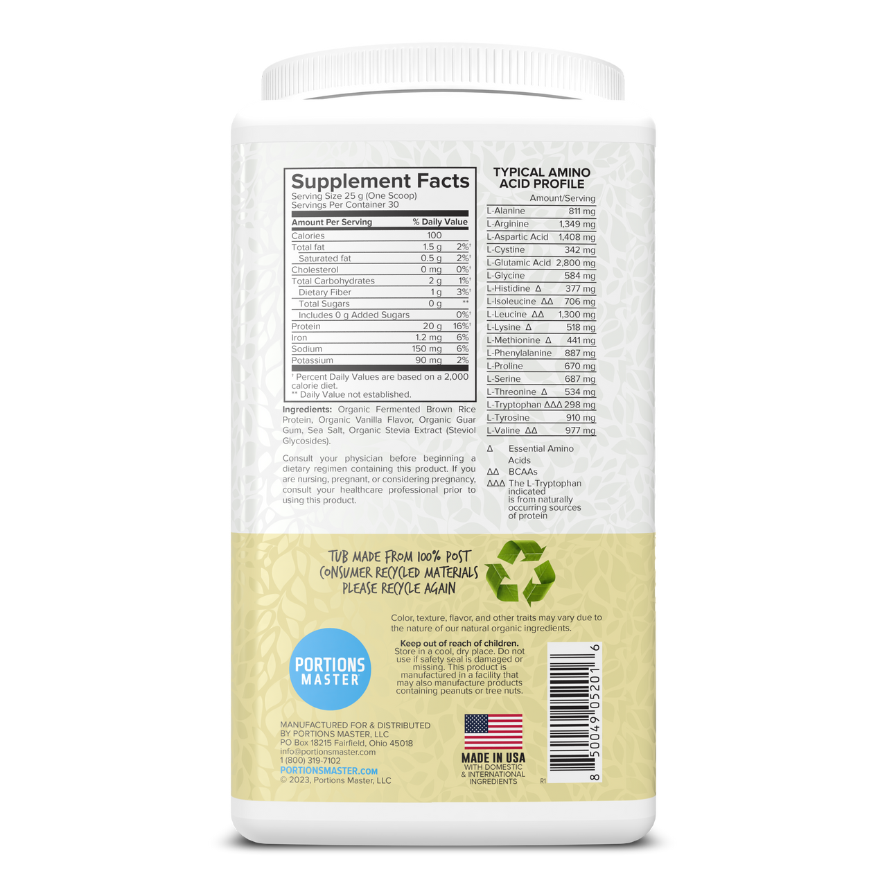 Portions Master Plant Protein Vanilla