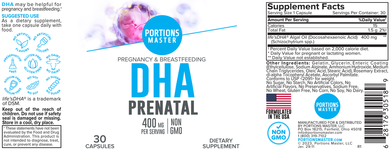 Portions Master DHA Prenatal Pregnancy & Breastfeeding (30 Count)