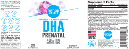 Portions Master DHA Prenatal Pregnancy & Breastfeeding (30 Count)