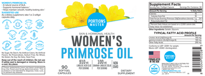 Portions Master Women's Primrose Oil Skin & Hormonal Health (90 Count)