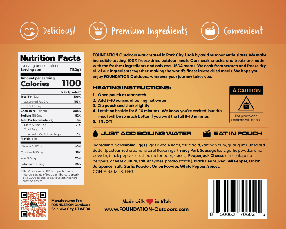 FOUNDATION Outdoors Southwest Style Breakfast Meal