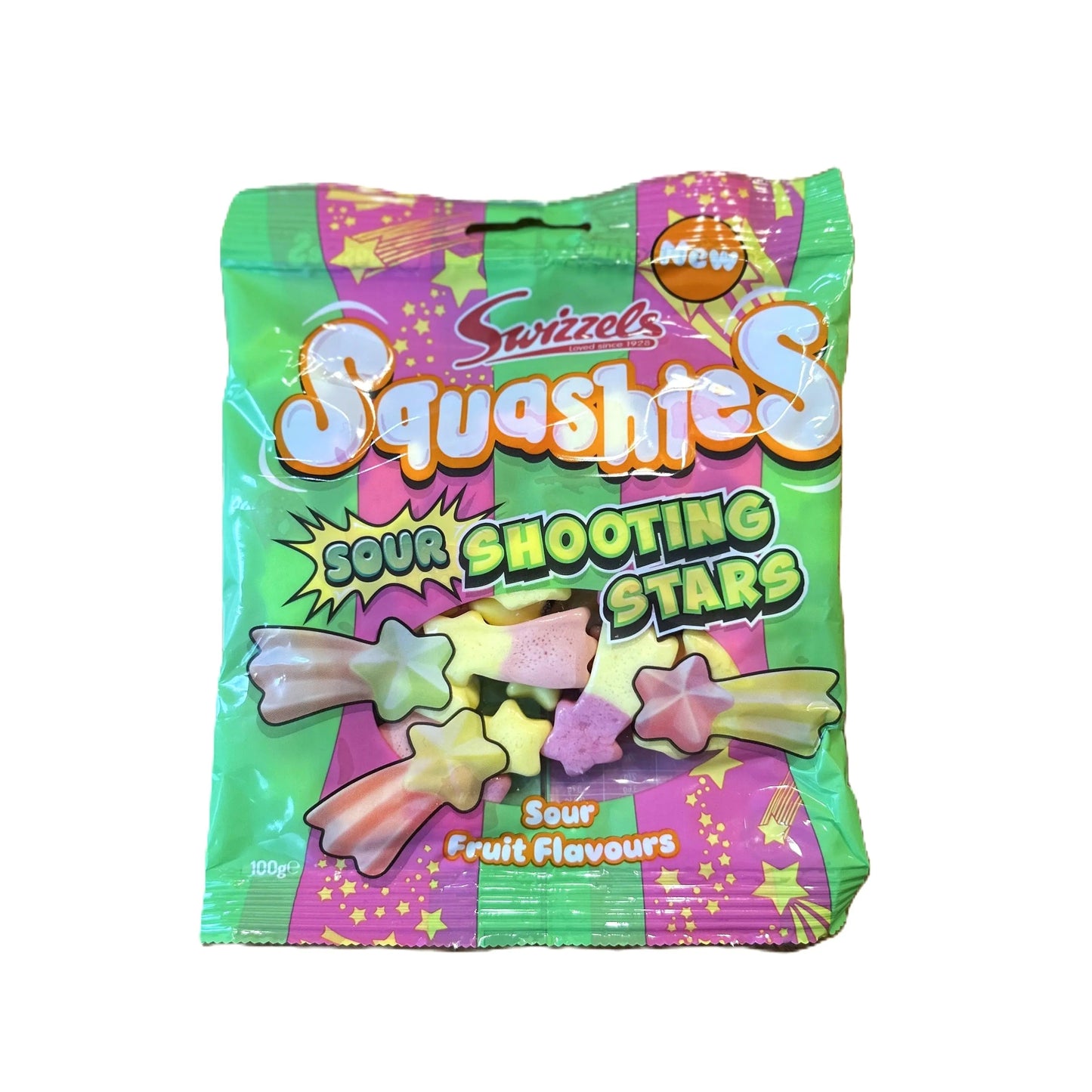 Swizzels Squashies Sour Shooting Stars – Tangy Star-Shaped Gummies 100g Bag (UK)