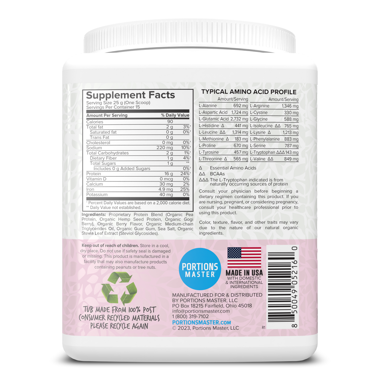 Portions Master Vegan Protein Blend Berry