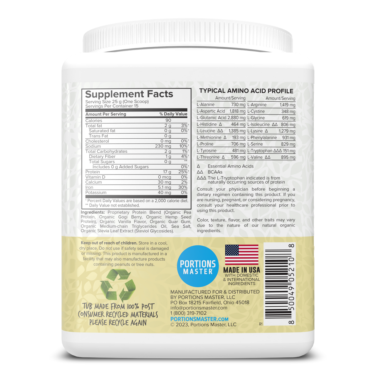 Portions Master Vegan Protein Blend Vanilla