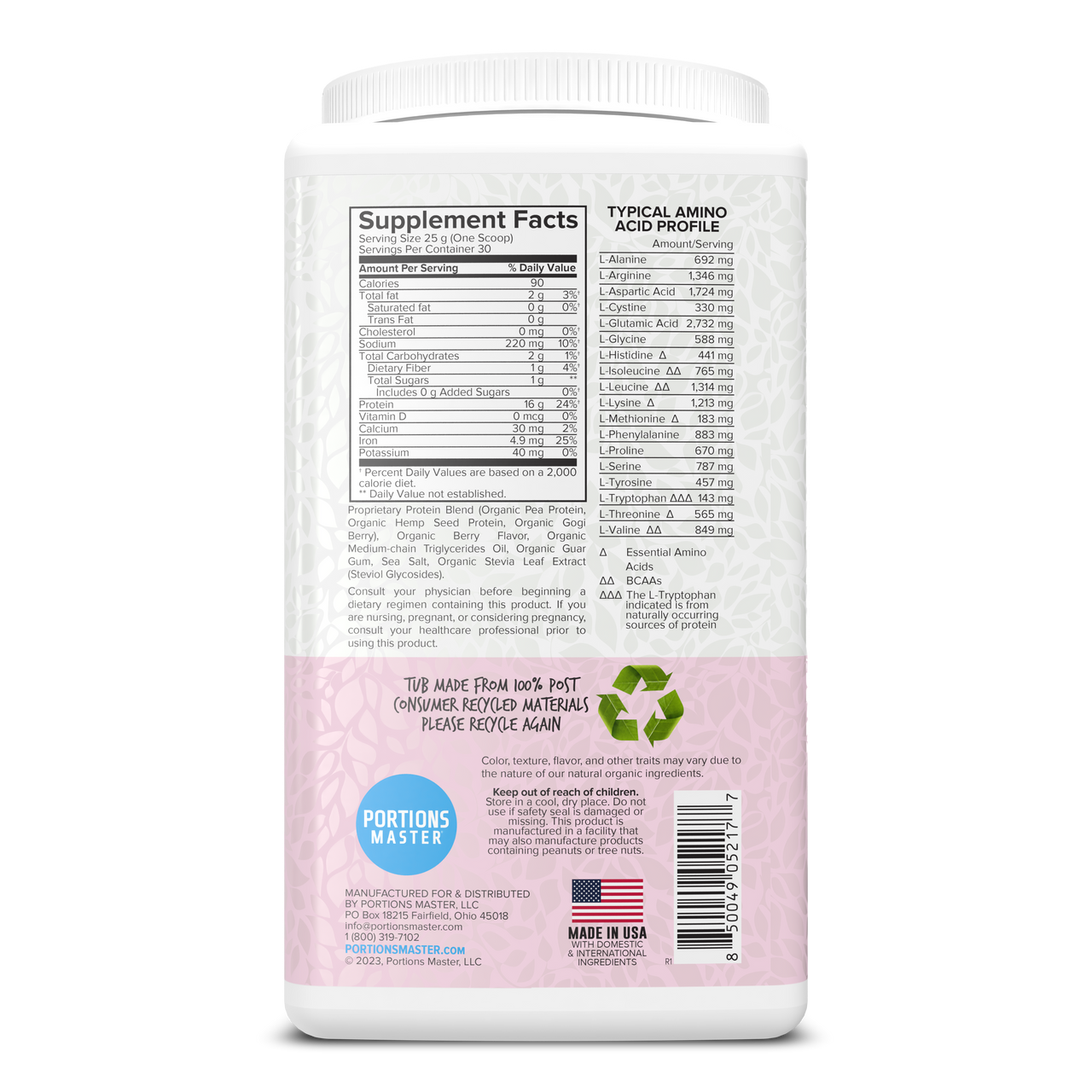 Portions Master Vegan Protein Blend Berry