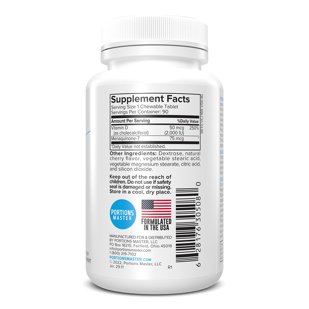 Portions Master Vitamin D-3 + K-2 Heart & Bones Support (90 Count)