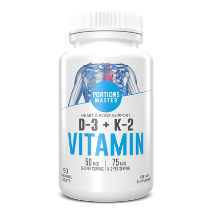 Portions Master Vitamin D-3 + K-2 Heart & Bones Support (90 Count)