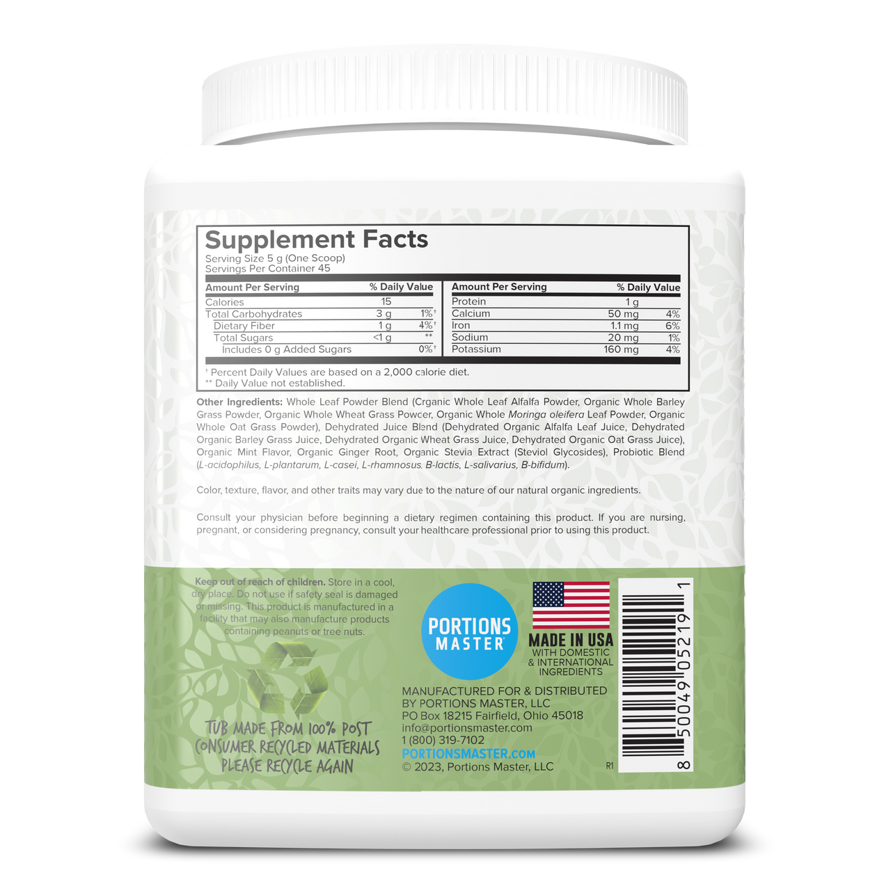 Portions Master Vulcanic Supergreens Mint