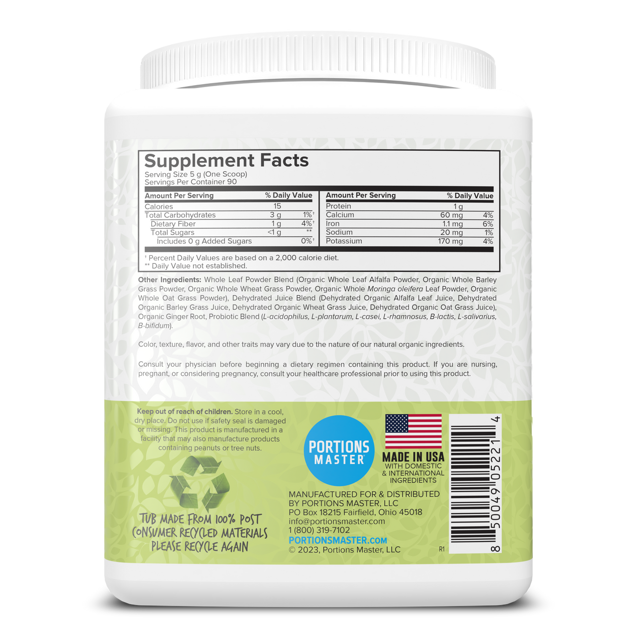 Portions Master Vulcanic Supergreens Unflavored