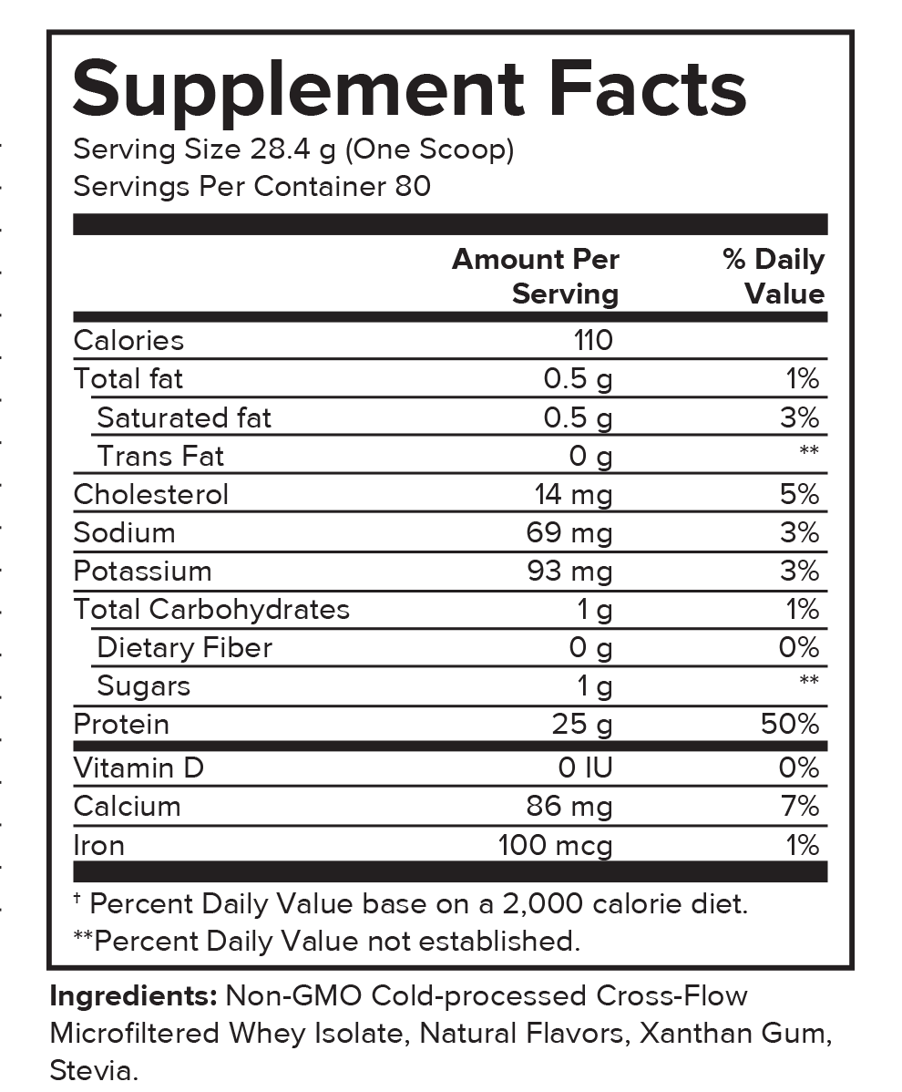 Portions Master Non-GMO Cross-Flow Microfiltration Whey Protein Isolate, Sweetened with Stevia | Vanilla Ice Cream
