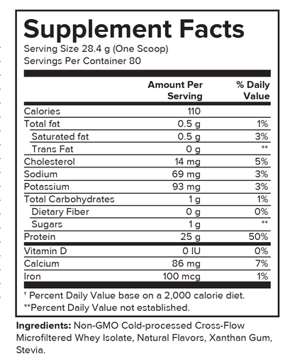 Portions Master Non-GMO Cross-Flow Microfiltration Whey Protein Isolate, Sweetened with Stevia | Vanilla Ice Cream