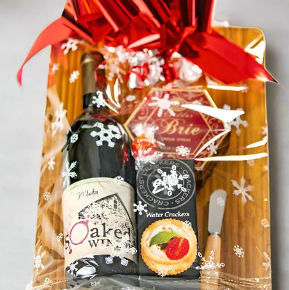 Jenny's Brie Cheese and Wine with Bamboo Chopping Board Gift Basket