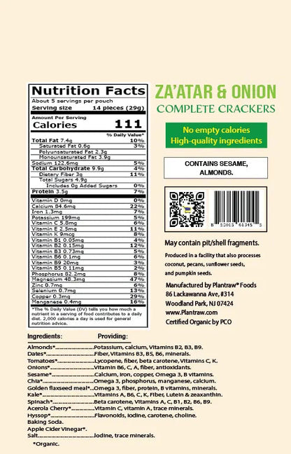 Complete Crackers - ZA'ATAR & ONION (5.1oz): Gluten-Free, Dehydrated