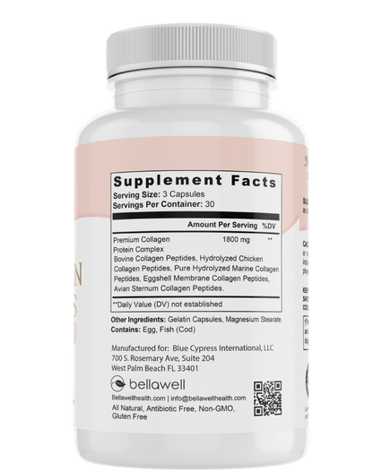 Collagen Peptides Types I, II, III, V, X by Bellawell