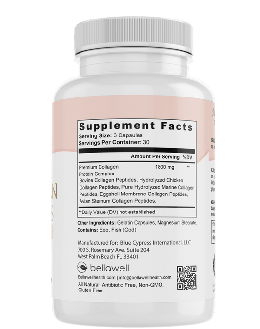Collagen Peptides Types I, II, III, V, X by Bellawell