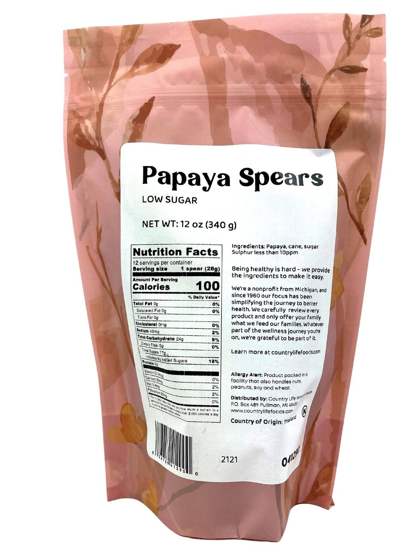 Organic Papaya Spears, Low Sugar