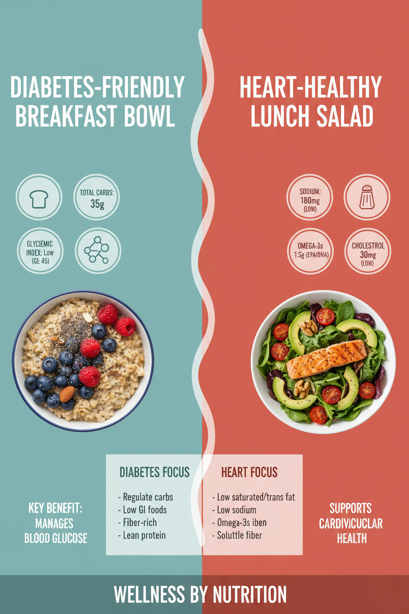 Diabetes-Friendly vs Heart-Healthy Meal Comparison